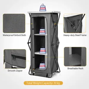 Costway 3 Tier Folding Pop-Up Cupboard Compact Camping Storage Cabinet w/ Carrying Bag X-Large Size