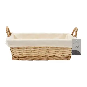 JVL Hand Woven Acacia Rectangular Willow Storage Basket with Lining, Honey Finish