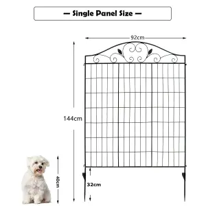 Costway 4 Panels Steel Decorative Garden Fence Folding Wire Patio Fences