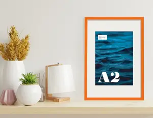 A2 Orange Picture Frame With Mount for A3 (29.7 x 42cm - 11.7 x 16.5in) Poster, Photo, Artwork, or Print.