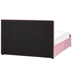 Velvet EU Double Size Ottoman Bed Pink ROCHEFORT