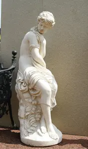 Classic White Stone Flower Lady Garden Ornament