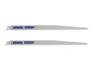 IRWIN 305mm Coarse Wood Cutting Sabre Saw Blades - Pack of 2 for Fast and Efficient Cutting