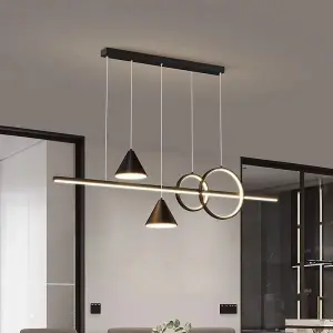 Modern Minimalist Pendant Light Metallic Black Linear LED Pendant Lighting Contemporary Ceiling Chandelier