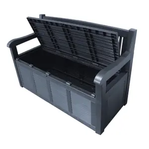 Outdoor Waterproof Garden Seat Bench Storage Box Grey 280L