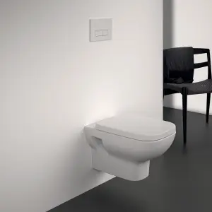 Ideal Standard i.life A White Wall hung Square Toilet with Soft close seat & Concealed cistern