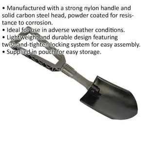 590mm Portable Folding Shovel with Corrosion-Resistant Carbon Steel Head