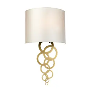 Elstead Curtis Medium 1 Light Wall Light, Aged Brass, Ivory Faux Silk Shade