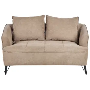 2 Seater Fabric Sofa Brown HOBRO