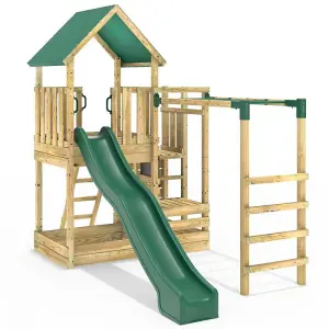 Rebo Modular Wooden Climbing Frame Adventure Playset - M11 Stepup + Monkey Bars