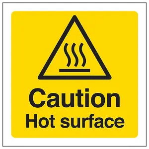 Caution Hot Surface Warning Sign - Adhesive Vinyl - 100x100mm (x3)