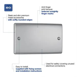 BG NBS95 Nexus Metal Brushed Steel 2 Gang Blanking Plate