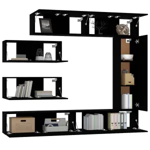 Berkfield 7 Piece TV Cabinet Set Black Engineered Wood