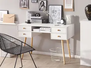 Home Office Desk with Storage White LEVIN