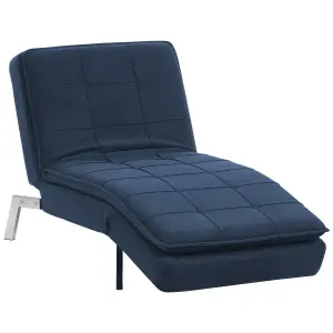 Fabric Chaise Lounge Navy Blue LOIRET