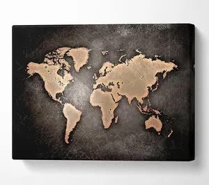 Grunge World Map Canvas Print Wall Art - Medium 20 x 32 Inches