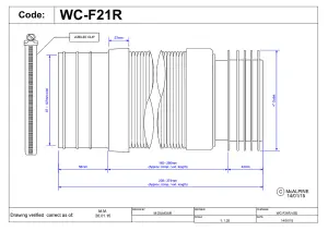 McAlpine WC-F21R 97-107mm Inlet Flexible WC Connector for Back to Wall WC Pan