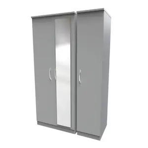 Heddon Triple Mirror Wardrobe in Dusk Grey (Ready Assembled)