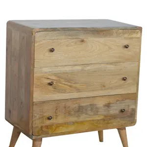 Nordic Style 3 Drawers Curved Oak-ish Chest