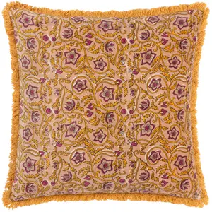 Filagree Floral Gold Square Throw Cushion Covers