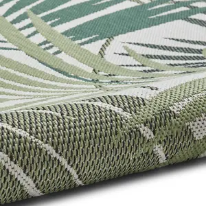 305 Flat Easy Clean Palmate Rug - Green/Light Beige - 160x230