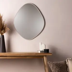 Organic Metal Oval Wall Mirror Grey