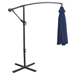 SunDaze 3M Blue Cantilever Garden Banana Parasol with Adjustable Crank Patio Shade