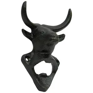 Woodside Cast Iron Bull Head Wall Mount Bottle Opener