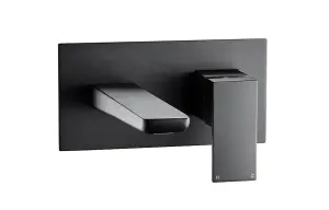 Aquarius Hydro Wall Mounted Basin Mixer Tap Matt Black