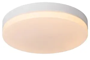 Lucide Biskit Modern Flush ceiling light Bathroom 40cm - LED - 1x36W 2700K - IP44 - White