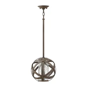 Elstead Hinkley Carson Spherical Pendant Ceiling Light Vintage Iron, IP44