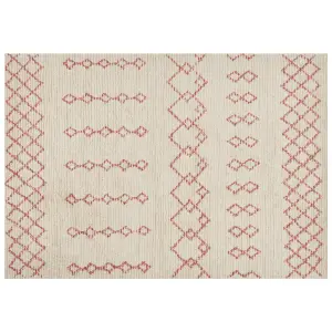 Cotton Area Rug 160 x 230 cm Beige and Pink BUXAR