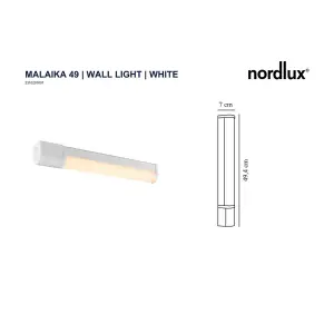 Nordlux Malaika 49 Indoor Bathroom Wall Light in White (Height) 7cm