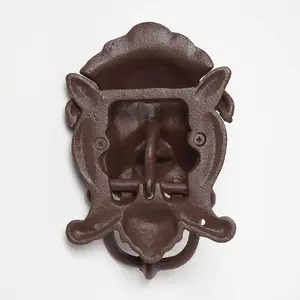 Homescapes Brown Cast Iron Lion Head Traditional Door Knocker