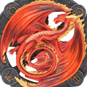 Anne Stokes Resin Beltane Dragon Plaque Red/Black (One Size)