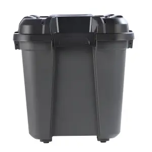 Ezy Storage Bunker tough Black 55L Medium Stackable Wheeled Storage box with Lid