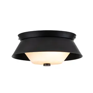 Luminosa Bowtie 2 Light Bathroom Ceiling Light, Matte Black IP44