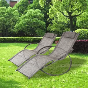 GardenKraft Rocking Moon Sun Lounger - Grey Colour