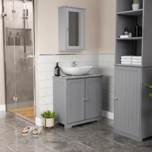 Lassic Hayle Matt Grey Single Bathroom Wall cabinet Mirrored (H)53cm (W)34cm