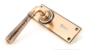 From The Anvil Polished Bronze Hammered Newbury Lever Lock Set