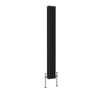 Right Radiators 1500x202 mm Vertical Traditional 3 Column Cast Iron Style Radiator Black