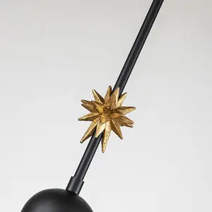 Luminosa Etoile Dome Pendant Ceiling Light, Matte Black and Gold Leaf