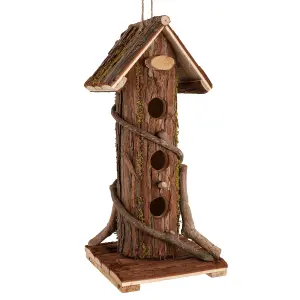 Natural Bark Three Tier Bird House Nesting Box Decorative Garden Wood Bird Nesting Box