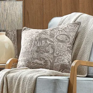 furn. Winter Woods Jacquard Chenille Piped Feather Filled Cushion