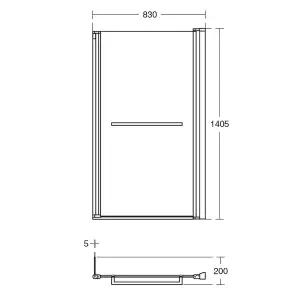 Ideal Standard Tempo Straight 1 panel Clear glass Bright Silver effect frame Bath screen, (W) 830mm (H) 1405mm