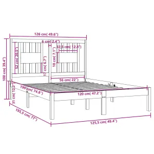 Berkfield Bed Frame White Solid Wood 120x190 cm 4FT Small Double