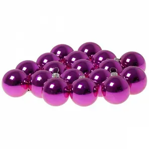 Luxury Shatterproof Ball Ornament (Set of 18) Cerise Pink Shiny / 4cm H x 4cm W x 4cm D