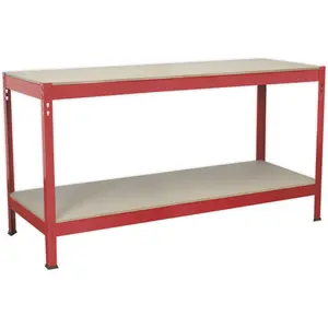 Versatile 1.5m x 0.6m Wooden Workbench with Steel Frame and Storage Shelf