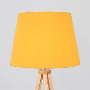 ValueLights Modern Light Wood Tripod Design Floor Lamp With Mustard Shade