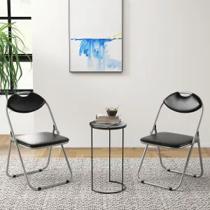 Costway Set of 2 Folding Metal Chair Padded Kitchen Dining Seat U-shaped Guest Chair